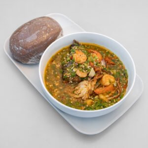 Amala with Seafood Okro Soup