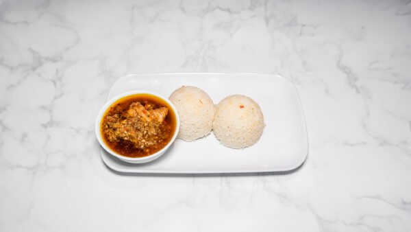 White Rice with Ayamase Stew with plantain