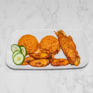 Jollof Rice with Turkey and plantain